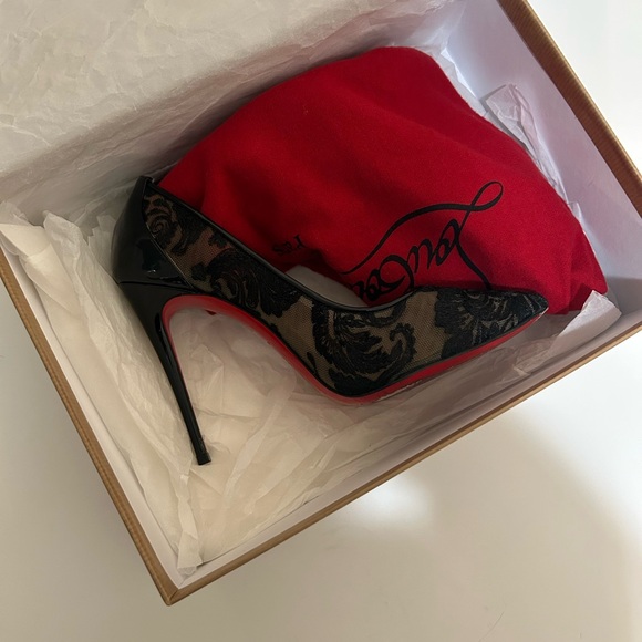 Christian Louboutin Shoes - Christian Louboutin Black and Red Lace Heels